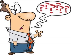 a man with questions comic style drawing