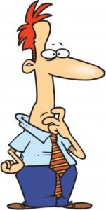 comic style drawing of a man standing and wondering