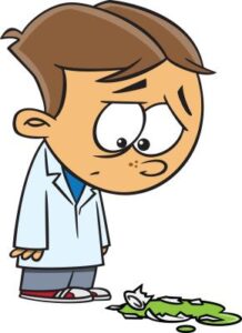 kid broke a test tube comic style drawing