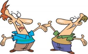 men showing they are friends. comic style drawing