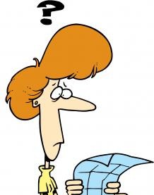 woman looking at a map - comic style drawing